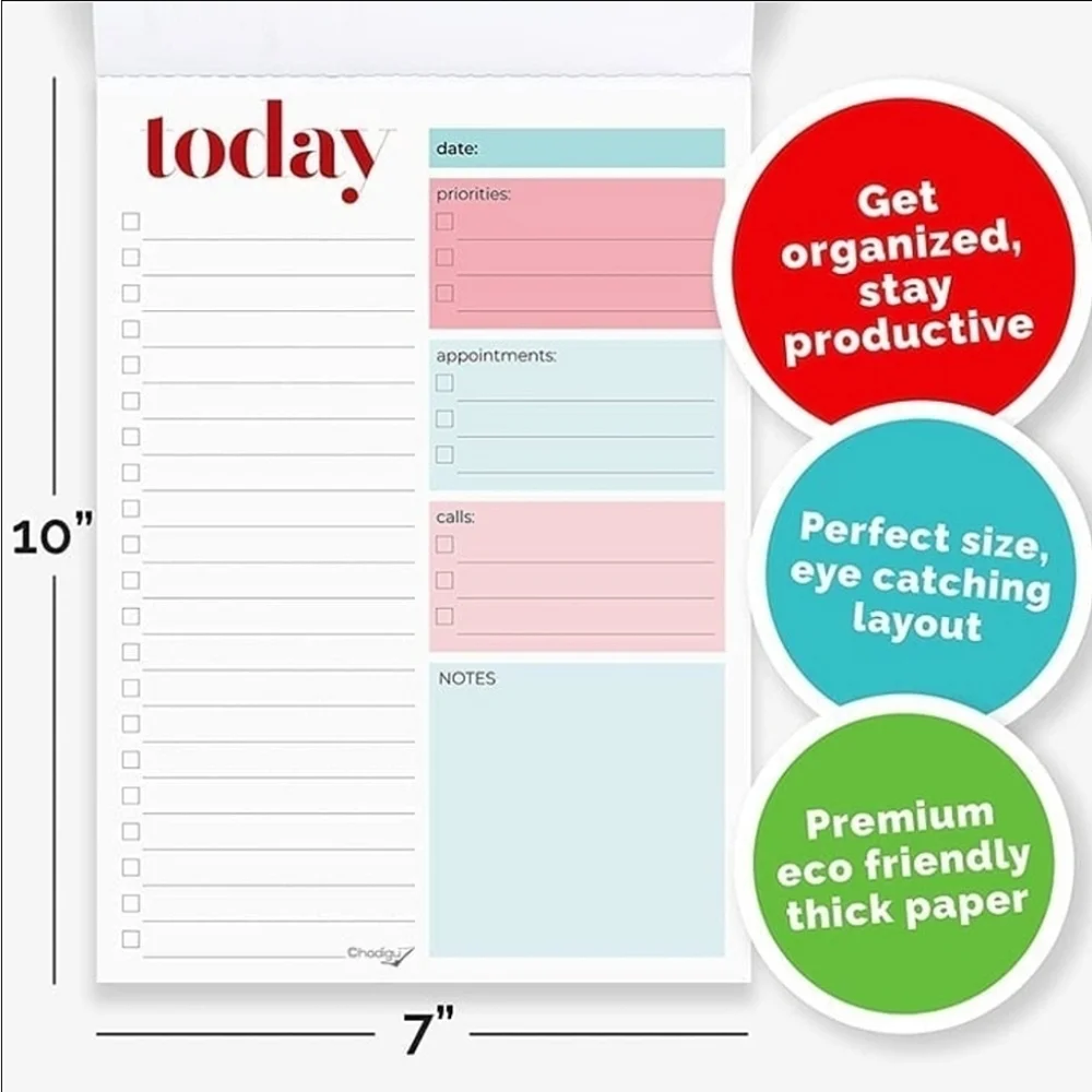 Daily Planner Notepad with Priority Sections